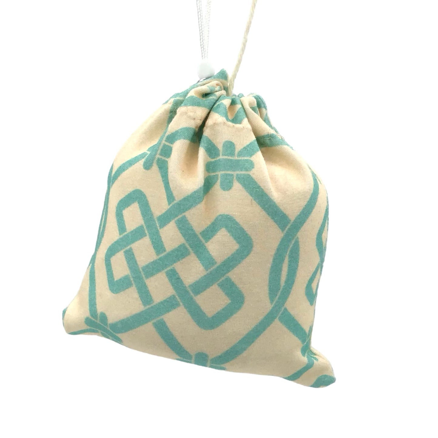 Celtic Shield Knot in Robin's Egg Blue on Yellow