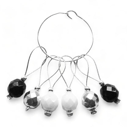 Black, White & Silver Stitch Markers
