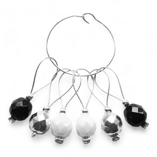Black, White & Silver Stitch Markers